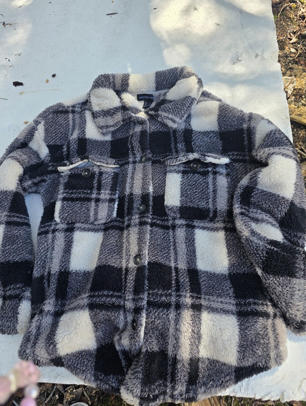 Cozy Size Small Black & White Plaid StreetWear Society Sherpa Shacket